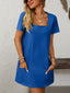 just BE. Mandy Square Neck Short Sleeve Mini Dress