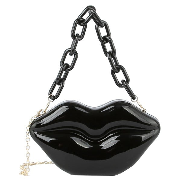 BE. KissME Acrylic Hard Case Lips Clutch Crossbody Bag