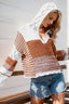 Just BE. Double Take Openwork Contrast Hooded Sweater