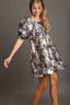 72! Umgee Metallic Jacquard Puff Sleeve Dress