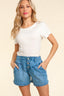 Just BE. Haptics High Rise Button Fly Washed Denim Shorts