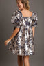 72! Umgee Metallic Jacquard Puff Sleeve Dress