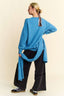 Just BE. Davi Sweater with Scarf - Blue