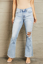 Load image into Gallery viewer, Just BE. BAEA Mid Rise Distressed Flare Jeans
