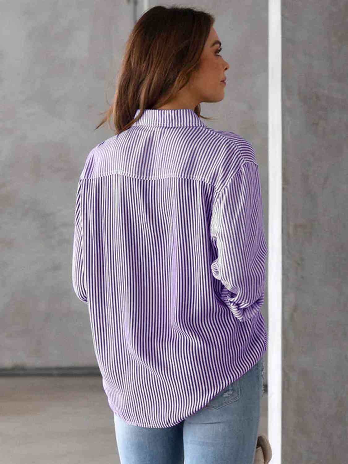 Just BE. Striped Collared Neck Shirt